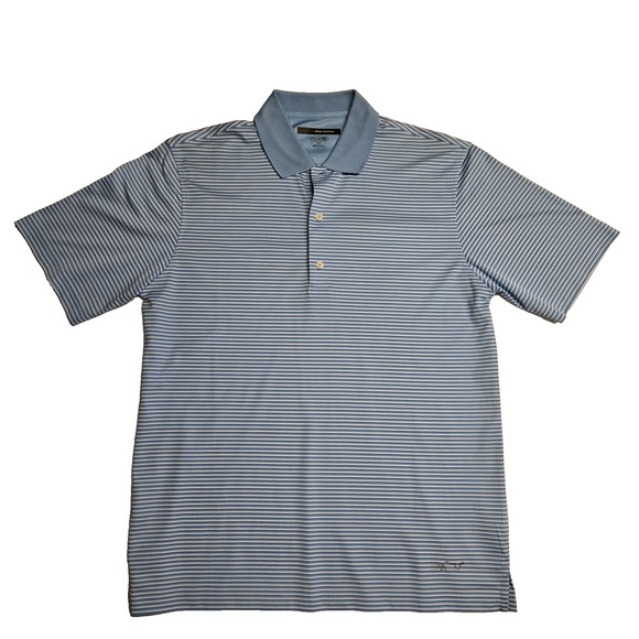 Greg Norman Collection Other - Greg Norman Shirt Mens Striped Short Sleeve Polo Shark Logo Golf Blue Medium